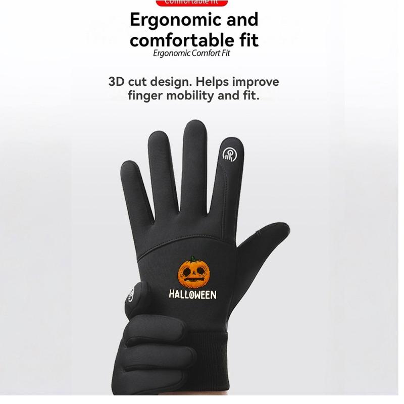 1 pair with Studios Halloween Horror Nights Pumpkin HalloweenCostume Horror Nights Pwinter gloves Touchable gloves Touch Screen Breathable Running unisex sports gloves Soft holiday gifts Cozy Trendy Modern