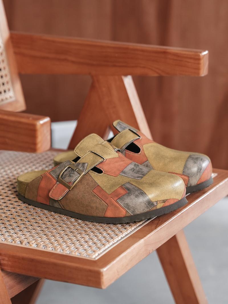 Unisex Birk Sandals, Comfortable Patchwork Design, Bohemian Style, Durable Daily Wear, All-Season Shoes, Casual Outdoor & Home Use, Flat Buckle Clogs