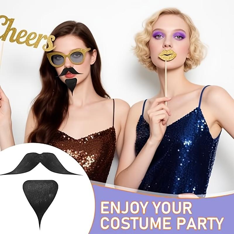 2-Pack Fake Mustache and Beard, Sticky Mustache for Creepy Halloween Costume and Party Accessories, Perfect for Elderly Makeup