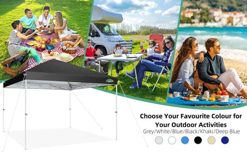 COBIZI 10x10 Ez Pop Up Canopy Tent, UPF 50+ Waterproof Outdoor Canopy, Instant Portable Camping Canopies Gazebo