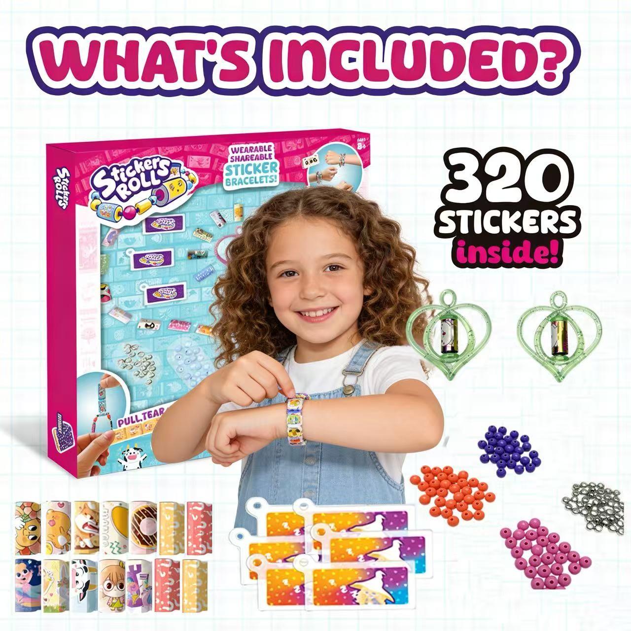 DIY Bead Sticker Bracelet Set, Original Wearable Shareable Jewelry Kit, Includes 320 Mini Stickers, Makes 6 Bracelets & 2 Necklaces