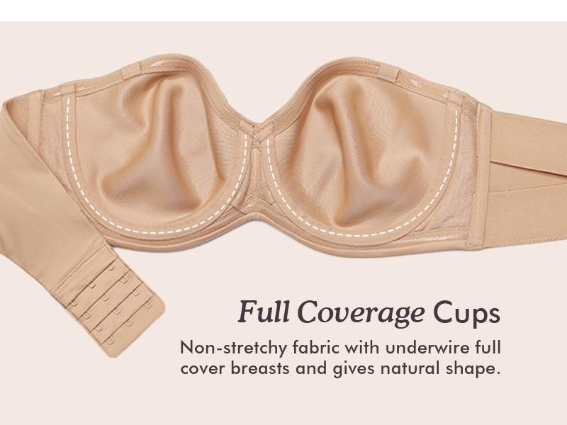 DELIMIRA Women's Strapless Bra Unlined Underwire Minimizer Plus Size Support SpringStatements