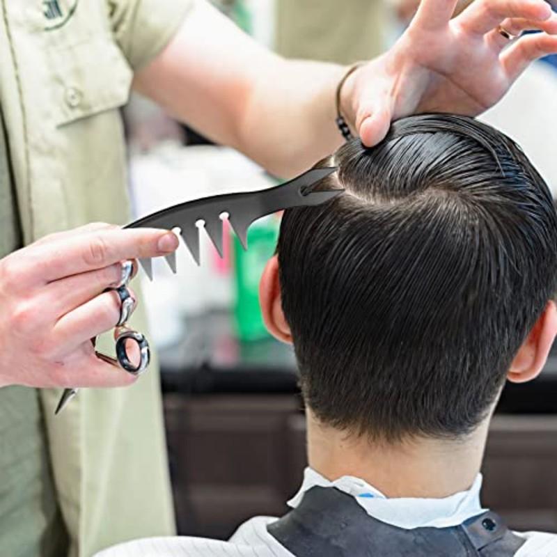 Men's Haircut Set 4-Piece Plastic Wide-Tooth Dual-Sided Tail Comb, Professional Afro Hair Care Vintage Styling Tools