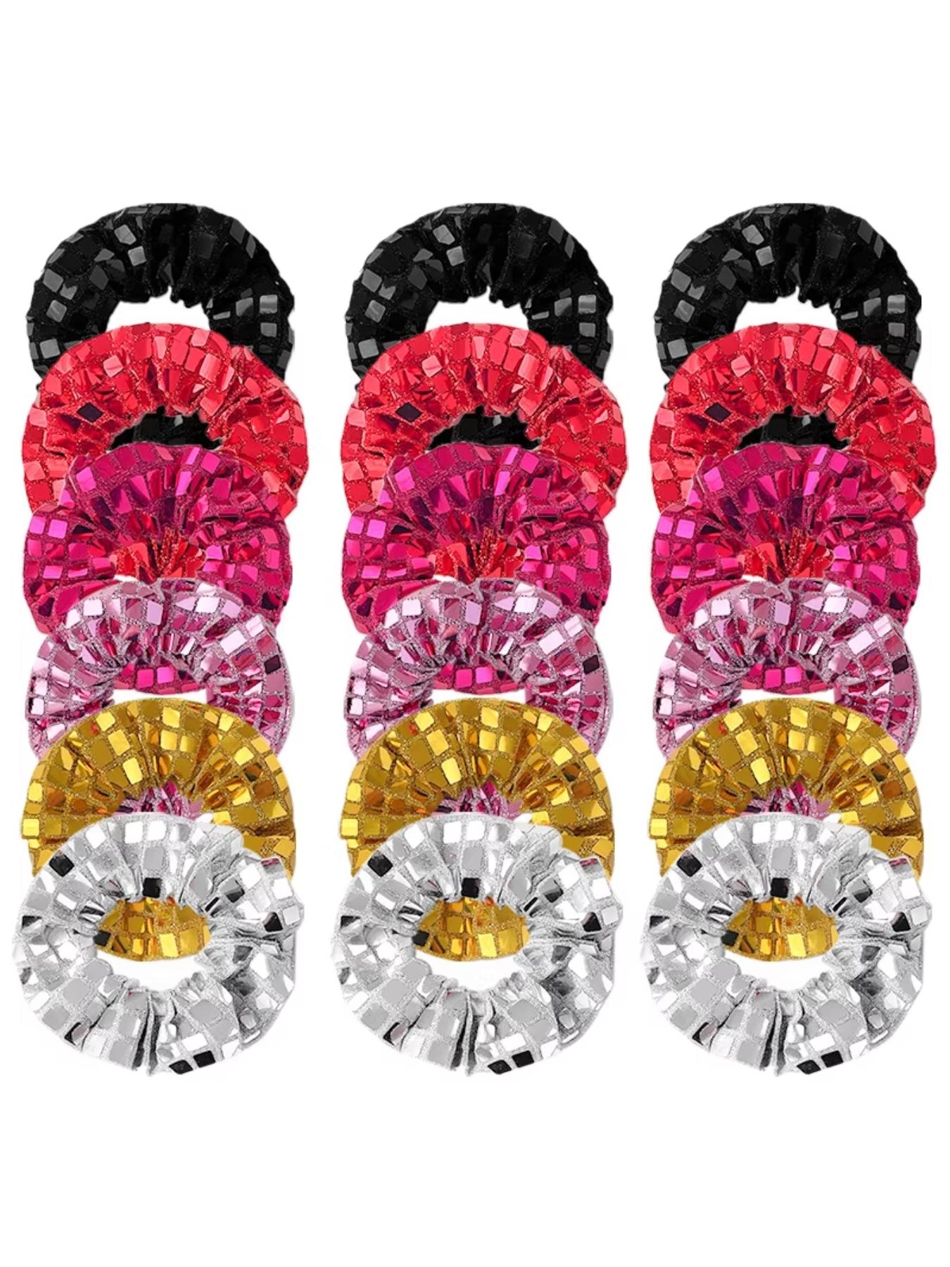 New Mirror Square Rhinestone Hair Ties for Women, High Elasticity Ponytail Holders, Casual All Seasons Hair Accessories, Pack of 5
