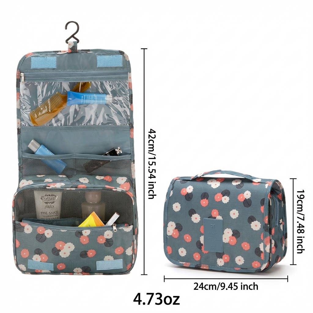 Multi-Functional Travel Makeup Bag, Large Capacity Cosmetic Bag, Double-Layer Waterproof Pouch, PU Leather Organizer, Portable Toiletry Bag