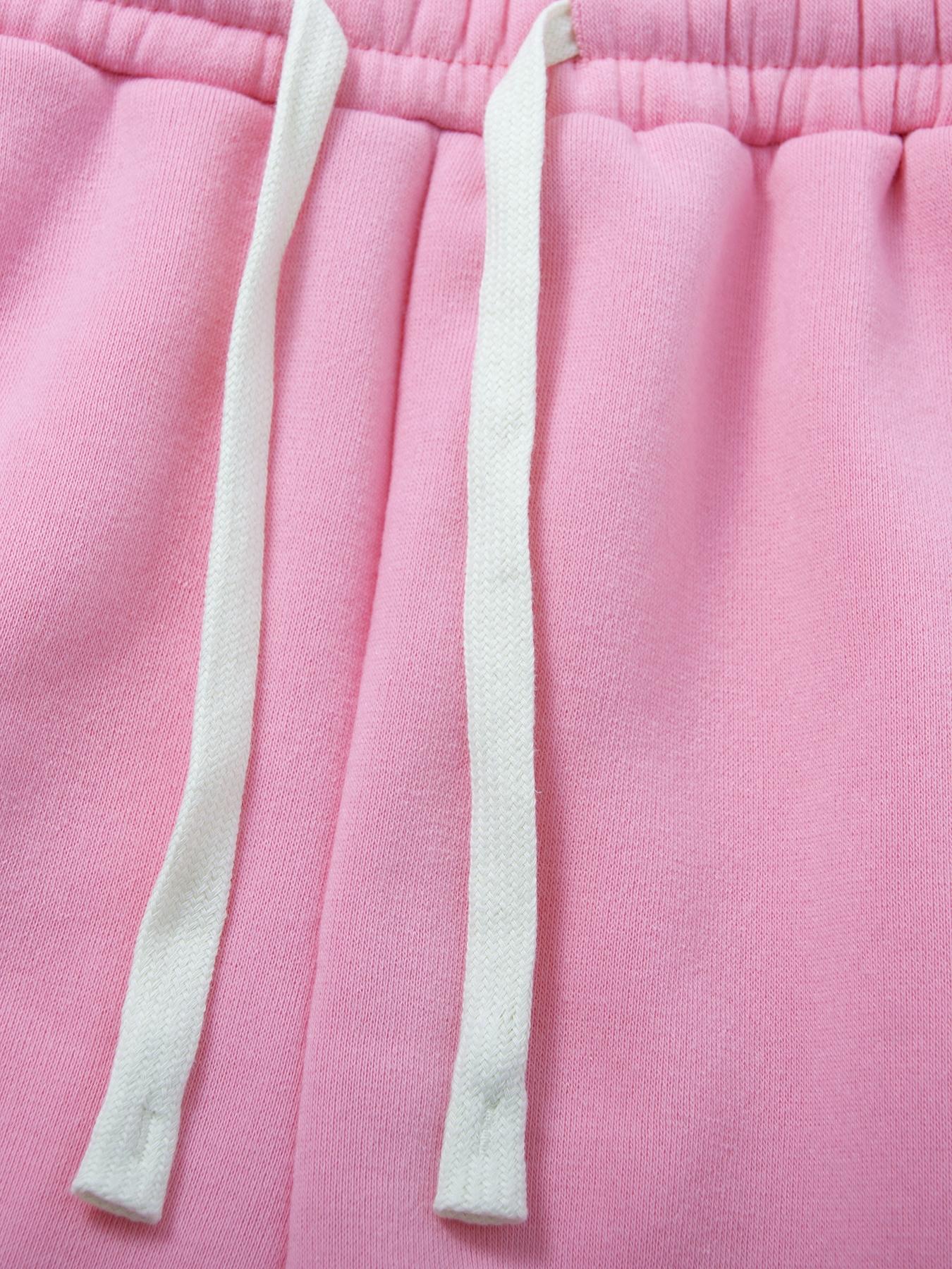 Unisex Solid Drop Shoulder Sweatshirt & Drawstring Waist Shorts Set, Casual Fashion Cozy Breathable Two-piece Outfits for Daily Outdoor Wear, Unisex Clothes for Fall,Airport Outfit