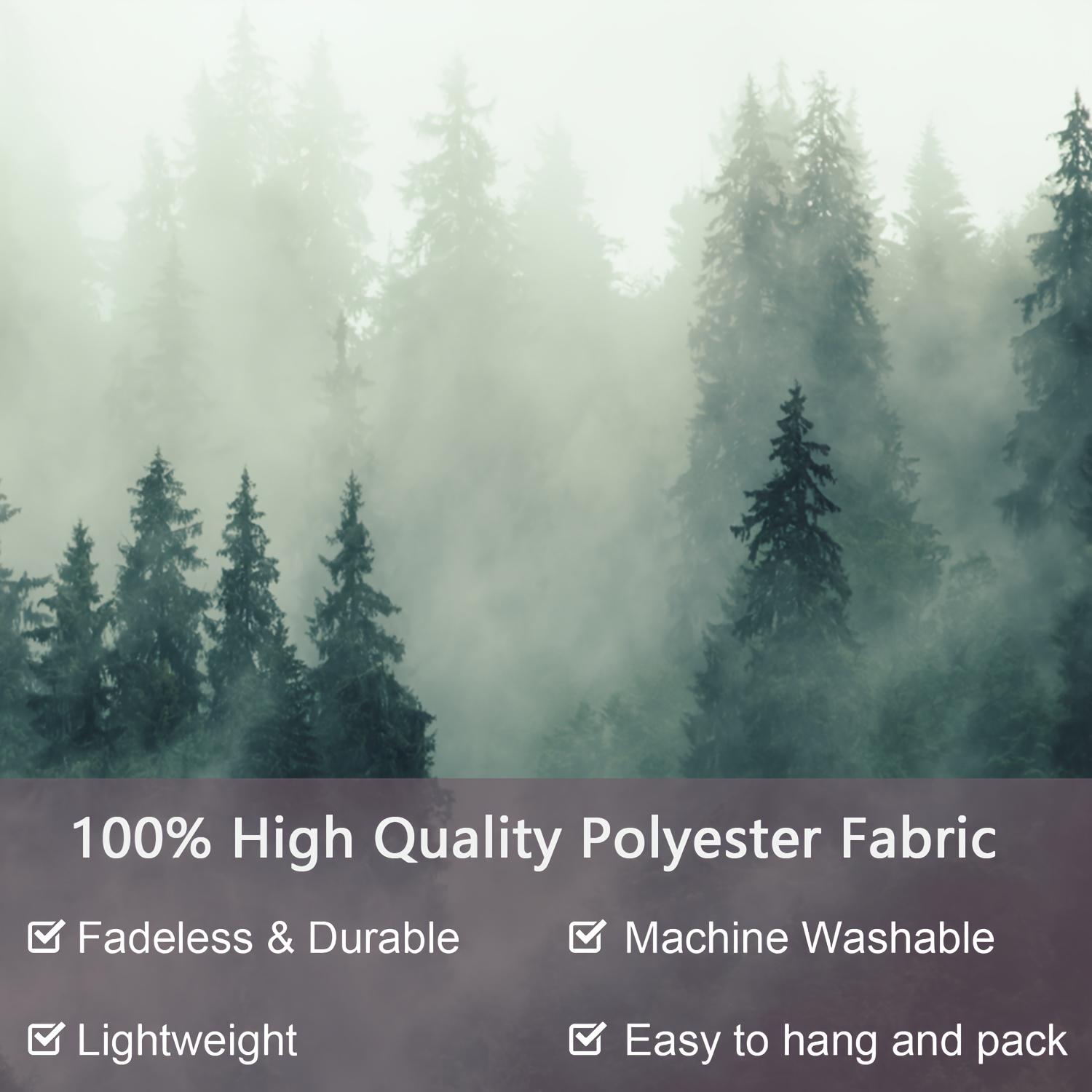 1Pc Misty Forest Wall Hanging Tapestry, Durable Decorative Tapestry - Natural Fog Tree Polyester Backed, Wall Mounted home, office - Harmonious Mountain View with Pine and Rolling Hills, Interior Decor, Party Decor, Free Installation