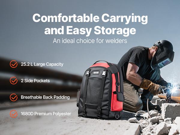 Welding Backpack, 25.2L Welder Backpack for Tools and Helmet, 1680D High-Density Polyester Extreme Gear Pack with Helmet Bag, Multi-Purpose Gear Storage Bag for Welding, Outdoor Camping, Hiking Welding Backpack, 25.2L Welder Backpack for Tools and Helmet, 1680D High-Density Polyester Extreme Gear Pack with Helmet Bag, Multi-Purpose Gear Storage Bag for Welding, Outdoor Camping, Hiking
