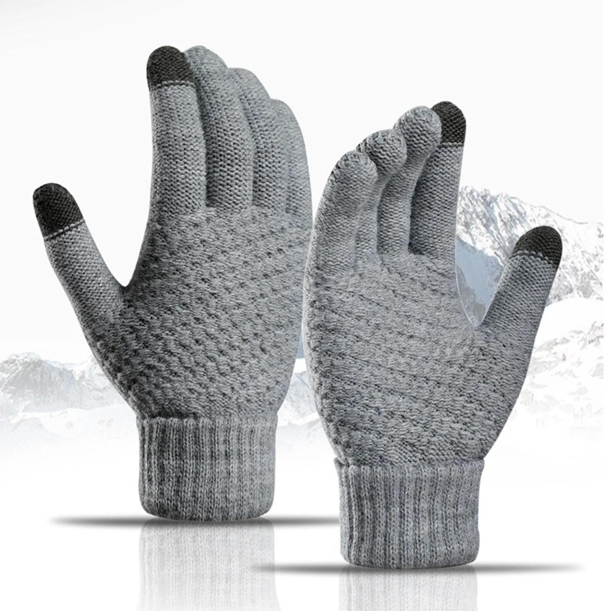 1 Pair of Touchscreen Thermal Gloves, Suitable for Winter Outdoor Skiing, Cycling and Other Scenarios, Fleece - Lined for Cold Protection and Touchscreen Compatible