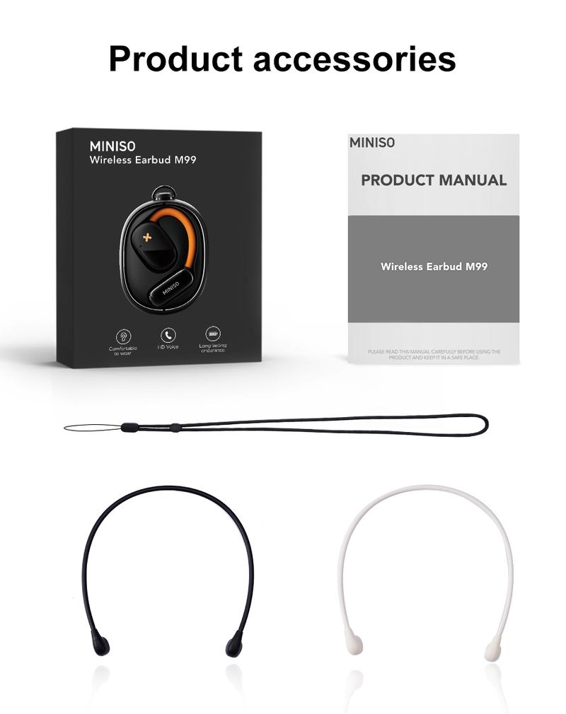 MINISO True Open Ear Earbuds, Cool Light Strips Design, Bluetooth 5.4, IPX5 Waterproof, Deep Bass, Ergonomic Ear Hooks, Clear Calls, Lightweight Comfortable Wireless Headphones for Sports School