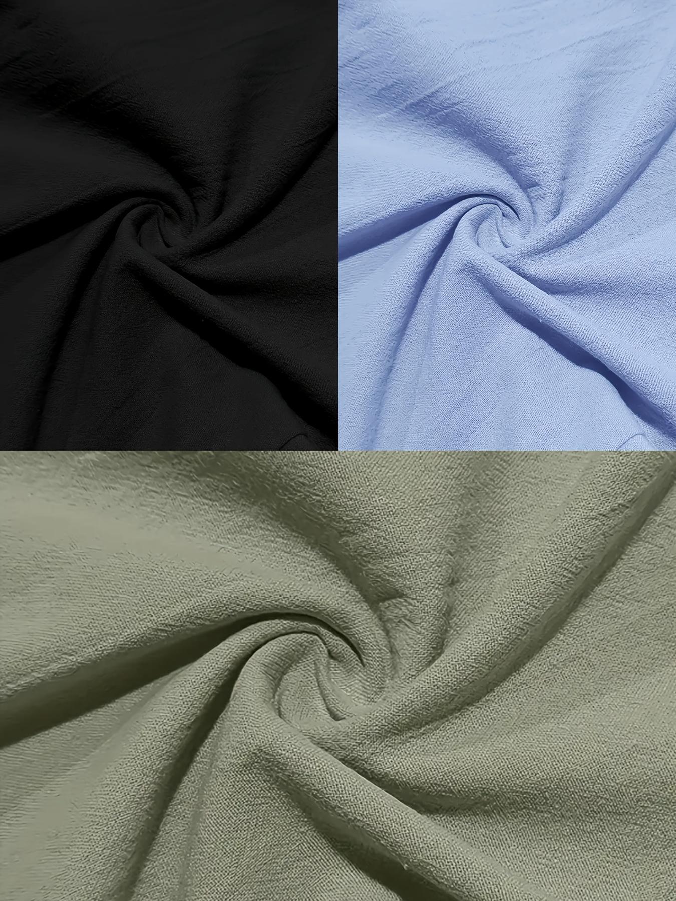 3 pieces of men's summer plain-color simple linen casual straight-leg trousers, Casual Solid Drawstring, beach-friendly lightweight breathable linen trousers, suitable for daily commuting and outdoor activities, vacations, beaches, Casual Fashion Pockets