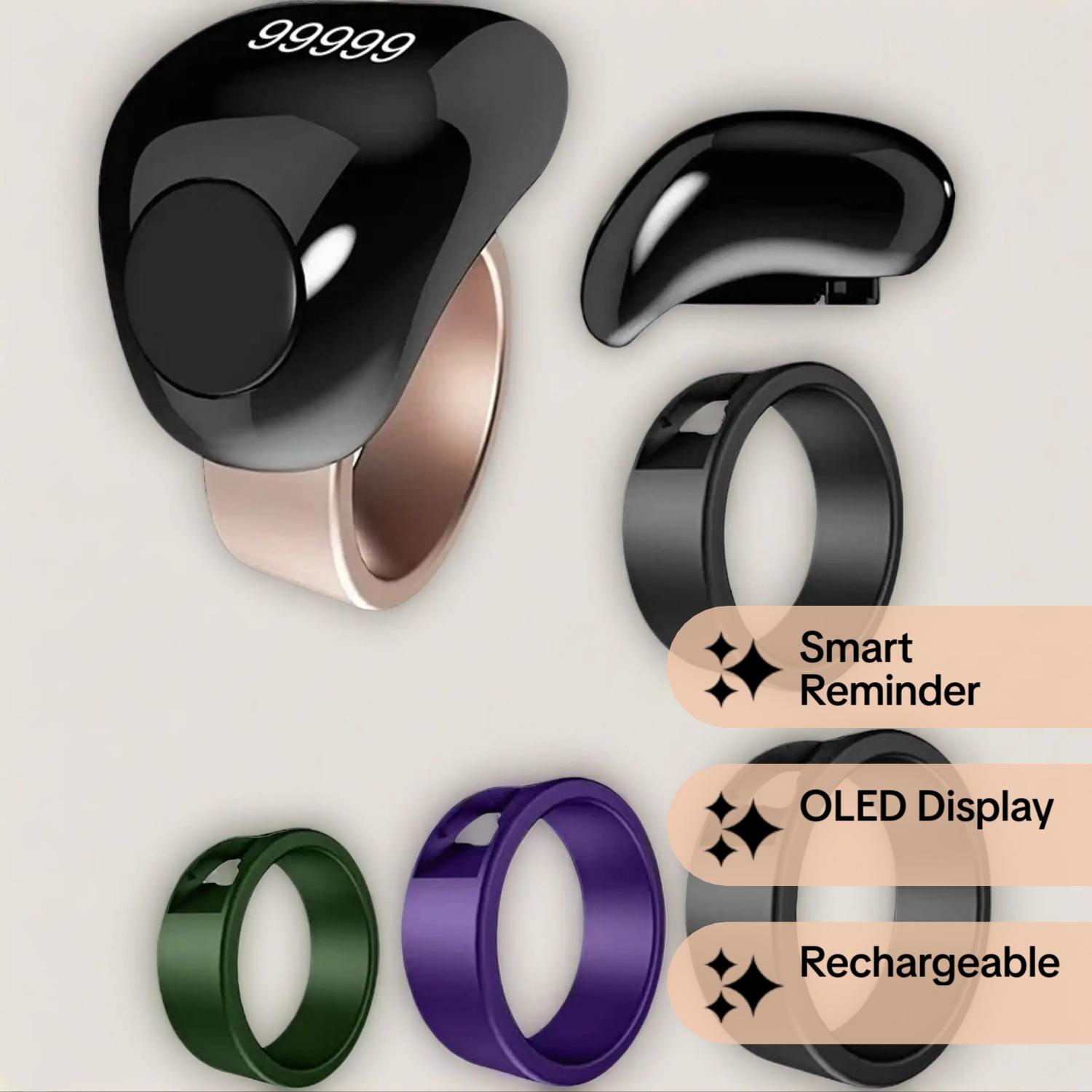 Smart Tasbih Prayer Beads Counter, 5 Times Azan Reminder, Oled Display, Ip67 Waterproof, Magnetic Charging, Size Options 18-20mm/20-22mm