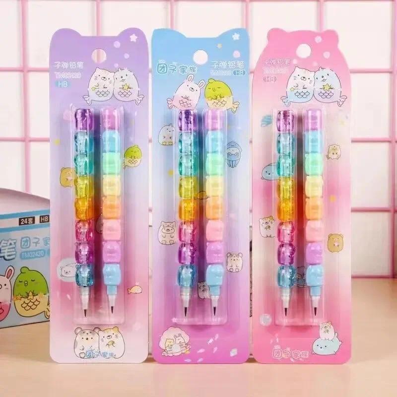 2pcs/Set Cute Bear Non Sharpening Mechanical Pencil Student Writing Pen School Office Supplies Pencil Stationery Gifts