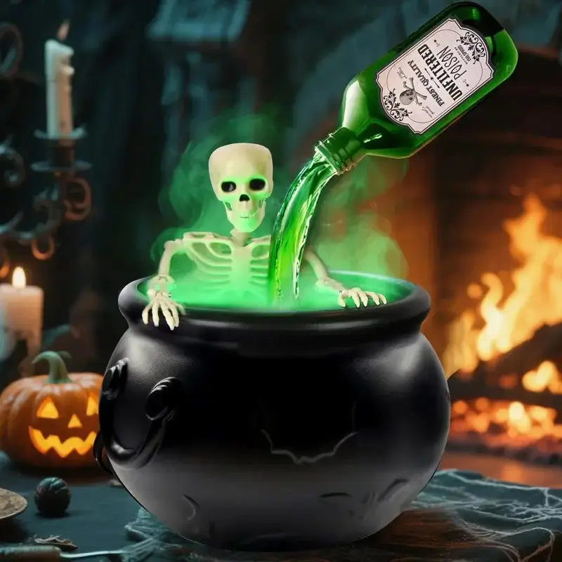 Halloween Witch Cauldron Set with Magical Floating Potion Bottles & Diffuser, Halloween Decorations, Party Cosplay Props & Halloween Gifts for Spooky Atmosphere (Style Random)