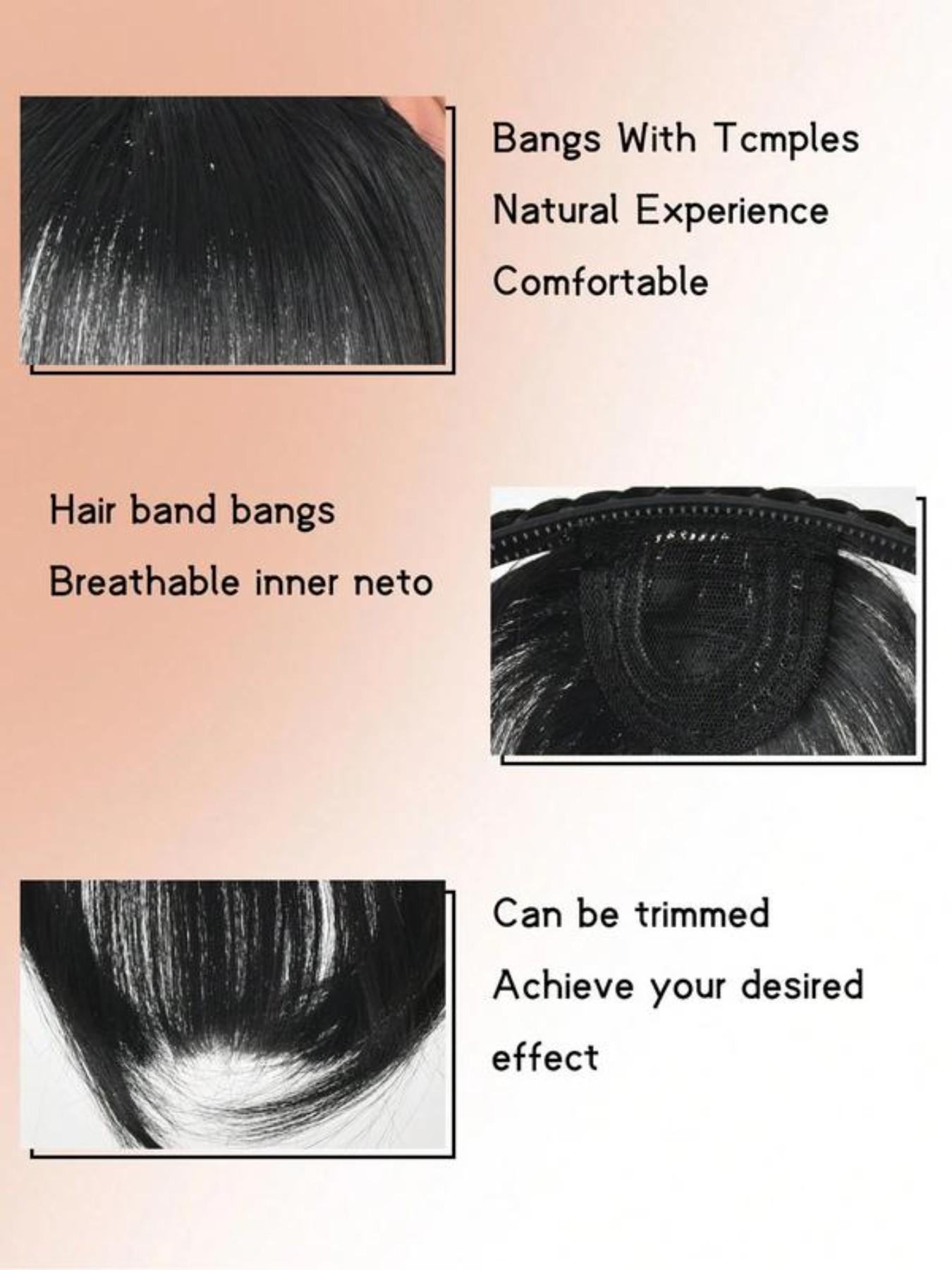 Slip Resistant Fluffy Blunt Bangs Fishtail Braid Wig Headband with Sideburns Bangs Elegant Braided Hair Simple Hair Accessory for Party Holiday Vacation Daily Wear Women Headband