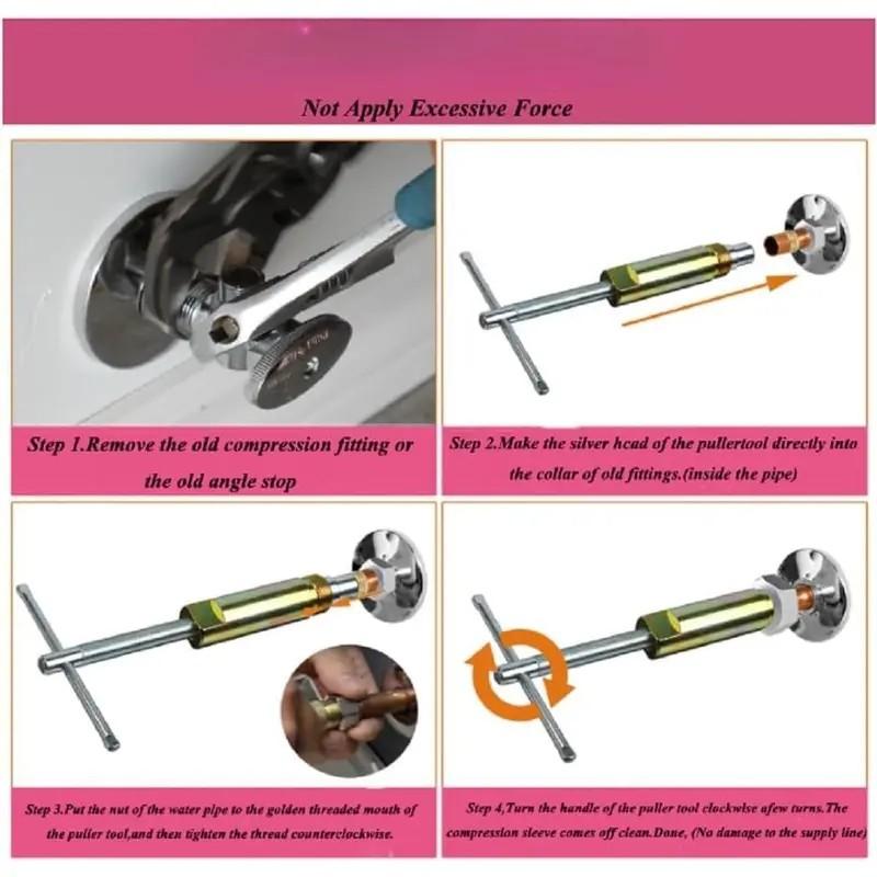 Compression Sleeve Puller Remove Tool, Steel Nut & Ferrule Remover for 1/2-Inch Fittings, Plumbing Tool for Corroded & Frozen Pipes