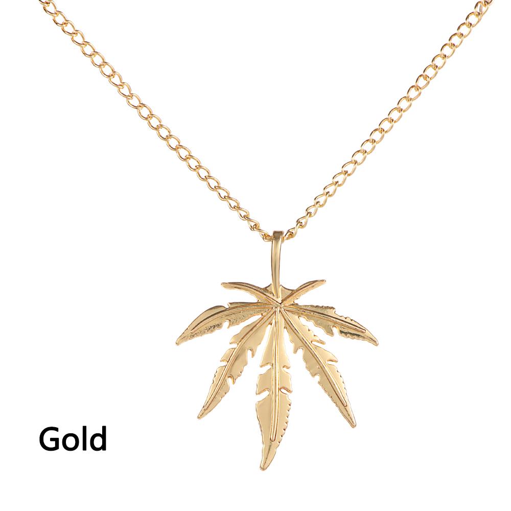 1Pc Fashion Maple Leaf Necklace Titanium Steel Hemp Leaf Pendant Glittery Charm Chain Gift Jewelry Hip Hop Jewelry Accessories
