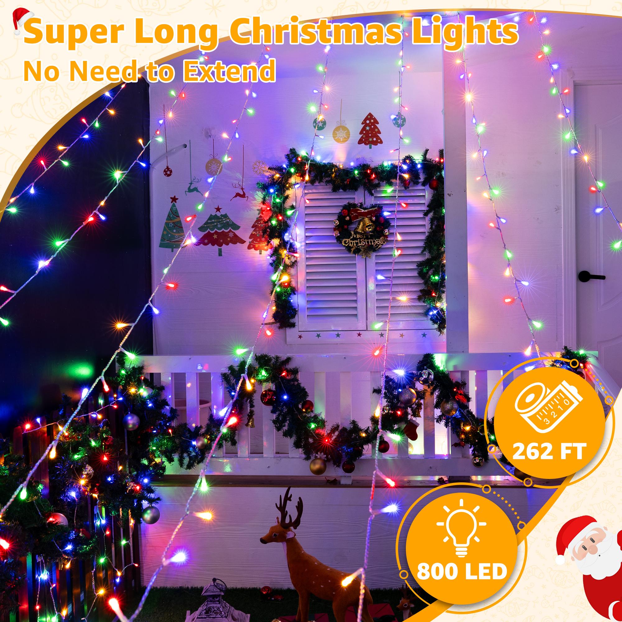 Ollny 262FT Fairy Lights, 800 LED Plug in Christmas Lights, 8 Modes Waterproof Outdoor String Lights with Remote for Wedding Birthday Party Indoor Room Decorations