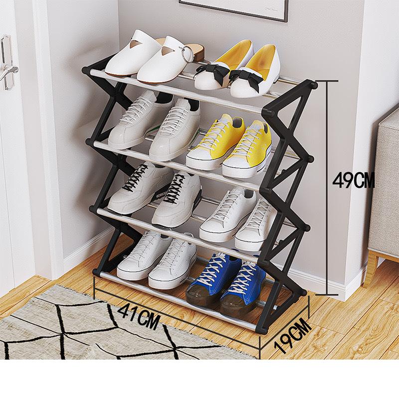 4 Layer Simple Shoe Rack, Shoe Shelf Organizer, Stackable Space Saving, Living Room Bedroom Universal Storage, Easy Assembly, 5 Colors, 2 Styles, Shoe Rack Organizer