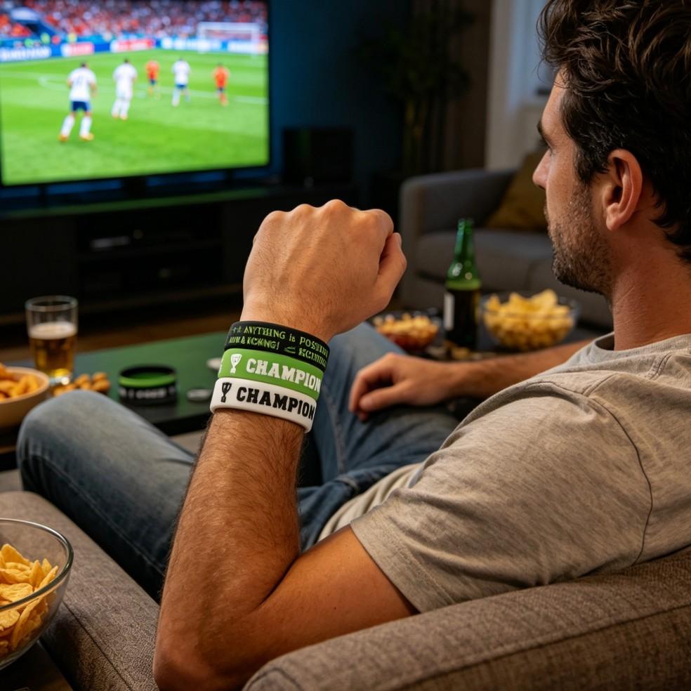 4 Pack Silicone Rubber Wristbands for Soccer Fans, World Cup Theme Sports Bracelet for Men Women, Cheering Accessory for Outdoor Exercise