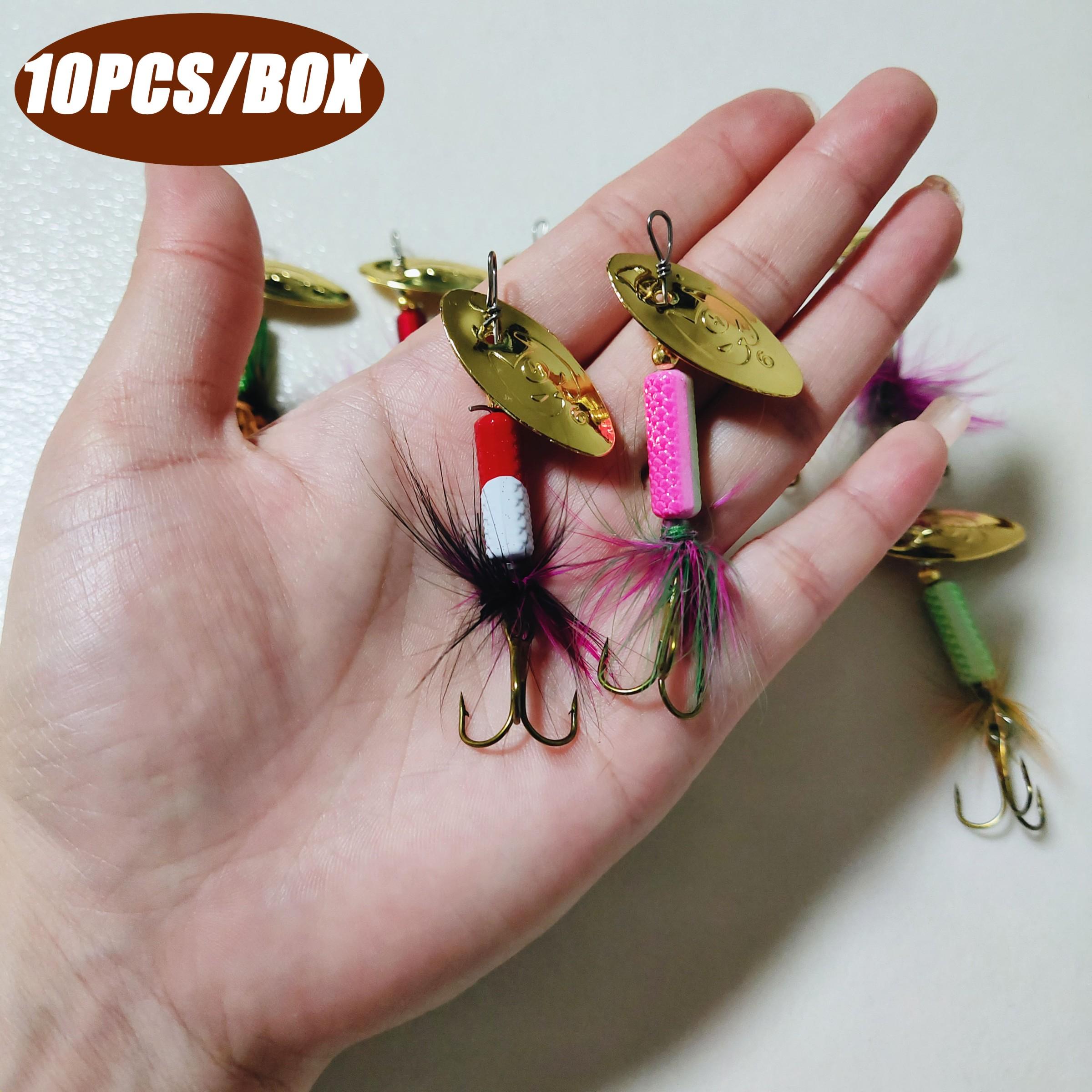 10 Pack Rotating Sequins Set, Composite Lure Bait, Metal Fishing Baits, Artificial Fish Lures, Realistic Fishing Lures, Fishing Supplies, Fishing Tackle