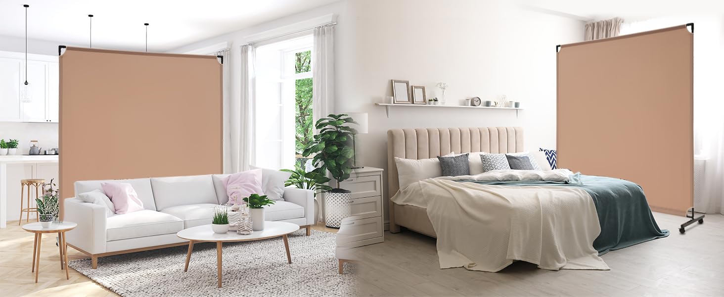 6FT Single Panel Rolling Room Divider, Partition Privacy Screens with Wheels, Freestanding Fabric Room Panel, Portable Wall Divider for Office, Room, Restaurant, Hospital