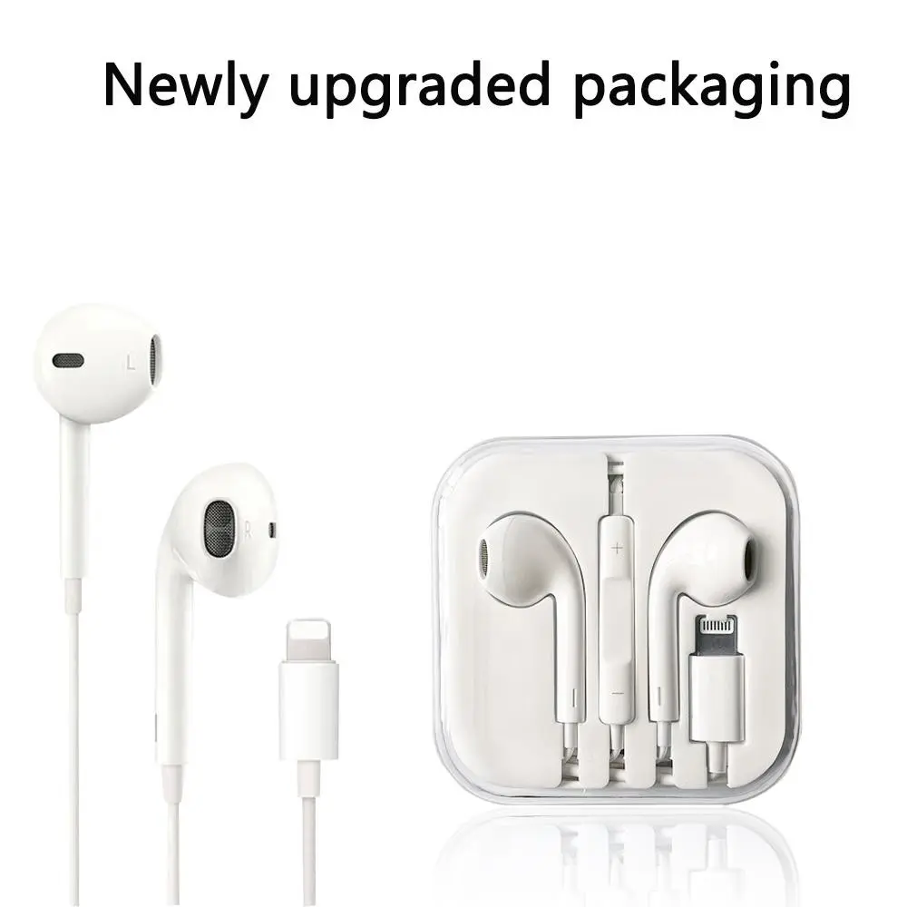 1PC Lightning Corded Semi-in-Ear Earbuds, Inline Mic & Volume Control, Plug & Play Wired Earphones with Balanced Clear Sound, Lightweight Comfort for Learning, Workout, Office & Commute