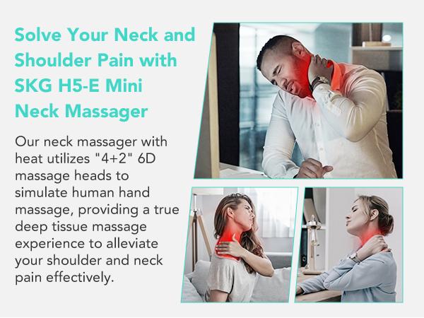 SKG H5 Shoulder and Neck Massager, Comfort 6D Cordless Shiatsu Neck and Shoulder Massager with Heat for Neck, Back, Shoulders, and Legs Electric Kneading Massage