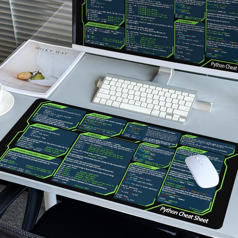 Python Cheat Sheet Desk Mat Gaming Mouse Pad XXL Extended Mouse Pad for Laptop Large Mouse Pad for Desk with Non-Slip Rubber Base Stitched Edges Surface for PC Gamers Office Workers & Home Use