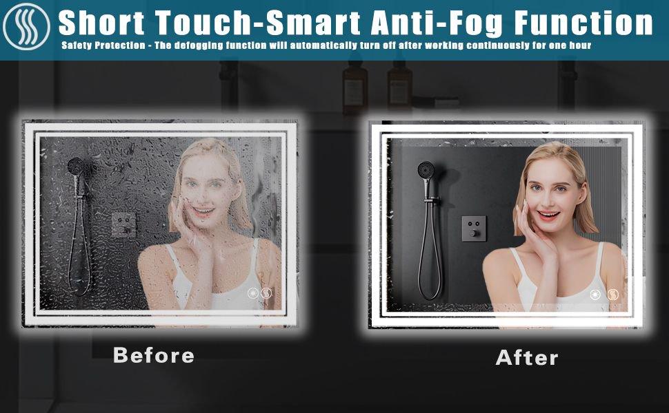 Anti-Fog LED Bathroom Mirror with Dimmable Lights - Smart Touch Screen, Memory Function, Waterproof & Versatile Mounting (Horizontal/Vertical) , Easy Installation, Tempered Glass