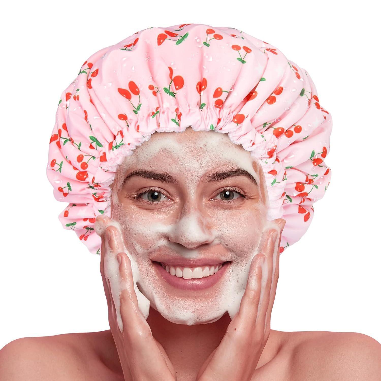 Adjustable Loop Bath Cap Waterproof Polyester Shower Cap Absorbent Microfiber Three-In-One Dry Hair Hat Bathroom Accessory