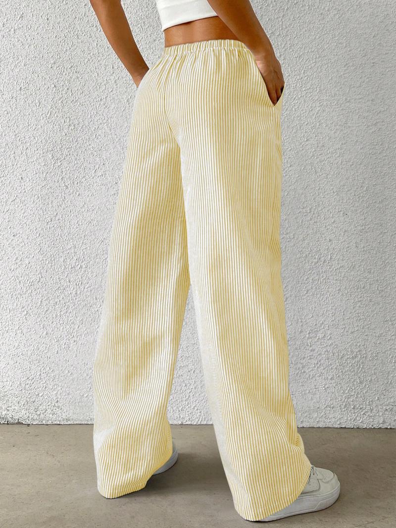 Women's Striped Print Loose Pants, Casual Comfy Wide Leg Trousers for Summer, Women's Bottoms for Daily Wear, Wideleg Womenswear, Lady