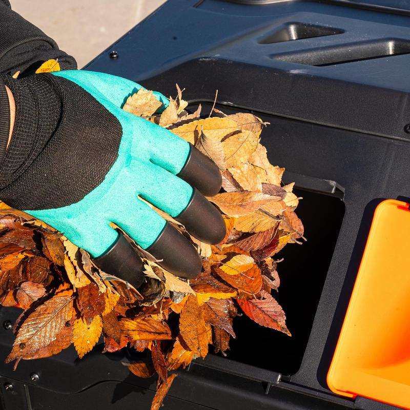 Hourleey Compost Bin Outdoor, 43 Gallon Dual Chamber Tumbling Composting Bin with Sliding Doors, Tumbler Rotating Batch Composter Bin for Garden Kitchen Yard Household Items