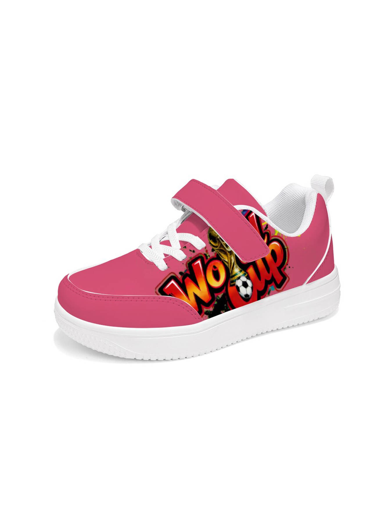 No Up Graffiti Style Sneakers, Unique Velcro Design, Bold, Street Art Print, Easy-On, Soccer Theme, Perfect for Parties and Sports