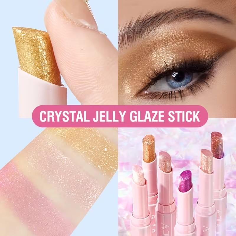 Jelly Shimmer Eyeshadow and Highlighter Stick, with an innovative stick design for ultimate convenience, available in multiple shades, perfect for everyday wear, parties, and gatherings. Smooth and easy to blend, long-lasting, a must-have treasure for beg