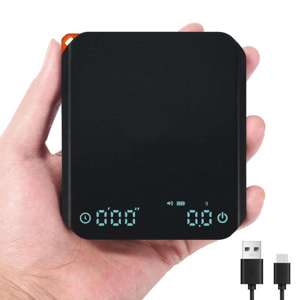Coffee Scale with Timer, Auto-Timer Espresso Scale, USB Charging Silicone Pad, Precise Coffee Brewing, Mini Pocket Scale, Durable, High Precision