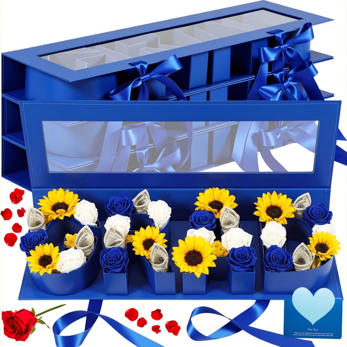 2026 Graduation Season DIY Letter Gift Box, GRAD Shaped Fillable Paper Gift Box, Graduation Bouquet Packaging Card Holder Keepsake Bracelet Box, Great for High School and College Graduation Gifts