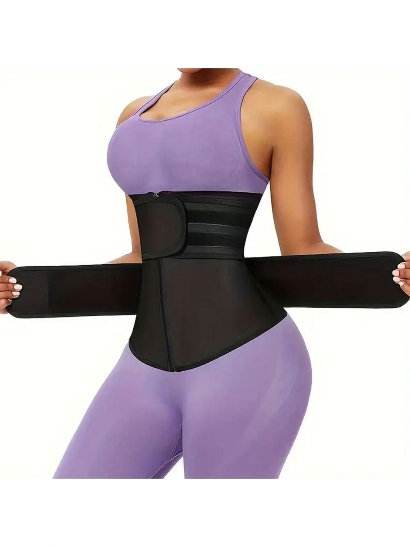 Waist Trainer for Postpartum Recovery, Dual Waist Belt with Zipper Closure, Sweat-Inducing Exercise Band, Belly Control & Body Shaping