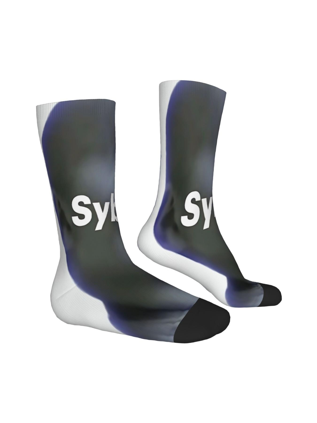 1 Pair Hip Hop Vintage Sybau Crazy Men's compression Socks Unisex Funny Street Style Pattern Printed Funny Novelty Happy Crew Sock Streetwear