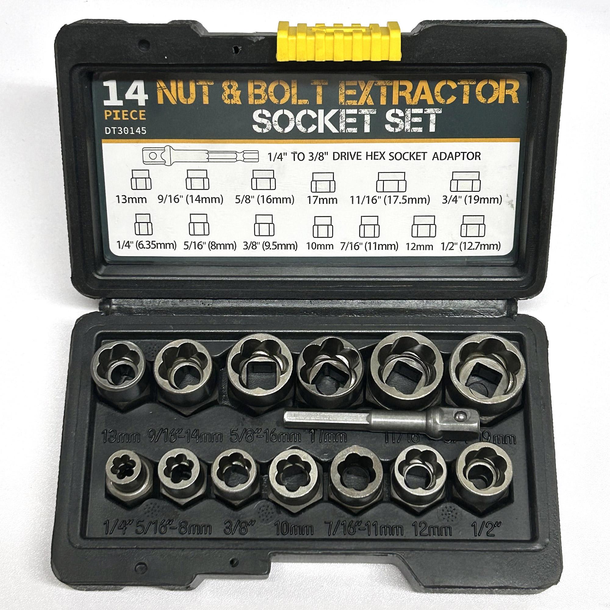 High-Impact 14-Piece Bolt Extractor Set, Stripped Screw Removal Tools, Anti-Slip Design, Magnetic Toolbox, Ideal for Automotive Rusted Screw Repair, Professional Thread Restoration Kit, Durable Extraction Tools for DIY