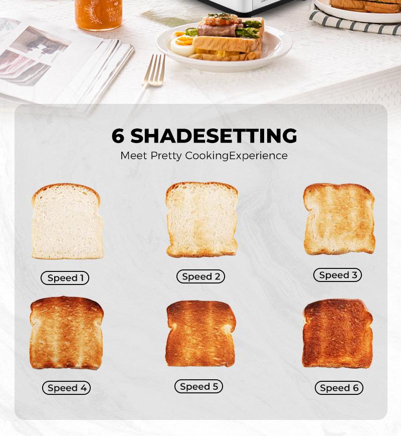 Pukomc Kitchen Appliances – 4-Slot Toaster with Wide Slots for Bagels/Waffles, 6 Browning Levels, 1500W Power, Stainless Steel (WT-8500 Black)