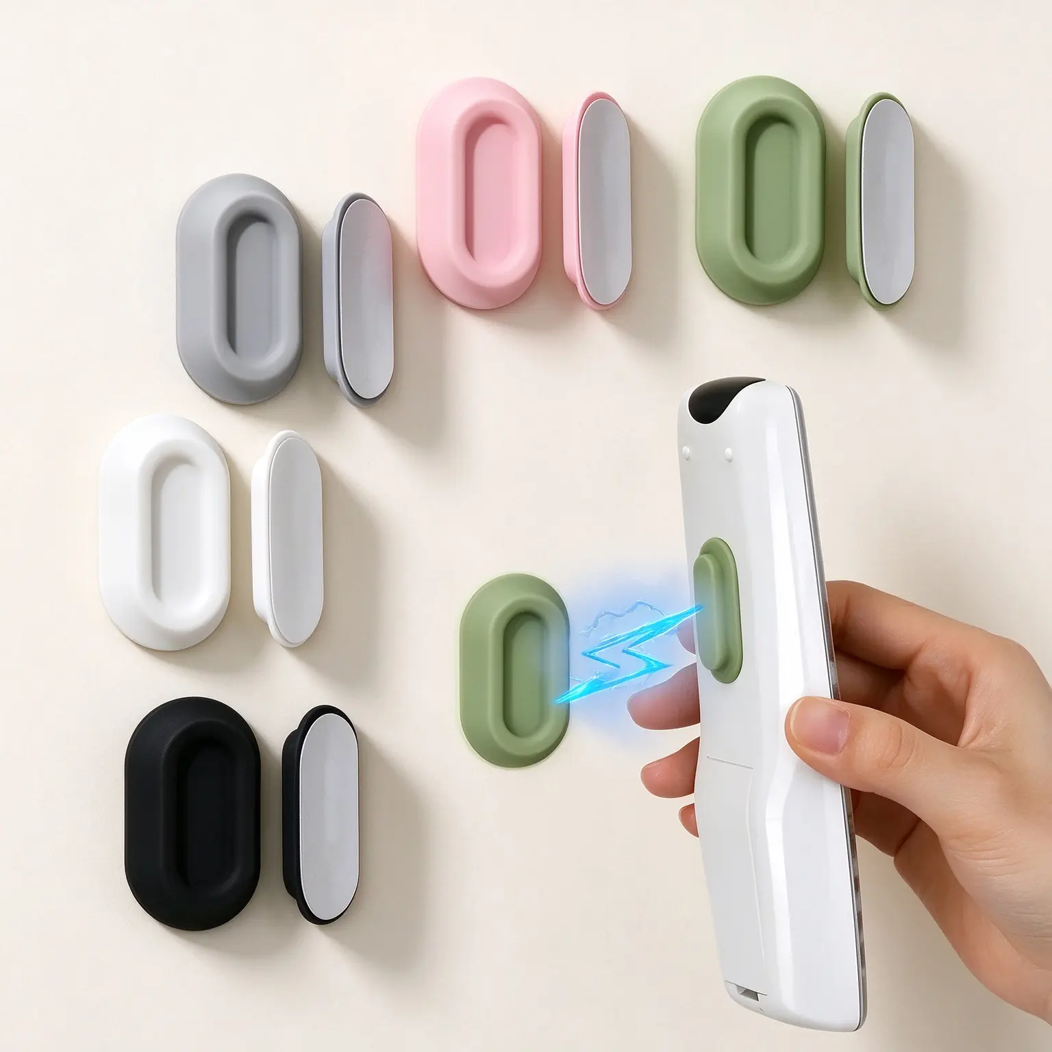 5Pcs No-Drill Wall-Mounted Remote Control Holder Pack, N52 Strong Magnetic Self-Adhesive Silicone Organizer Accessory with Smooth Installation for Living Room, Office Electronics Storage