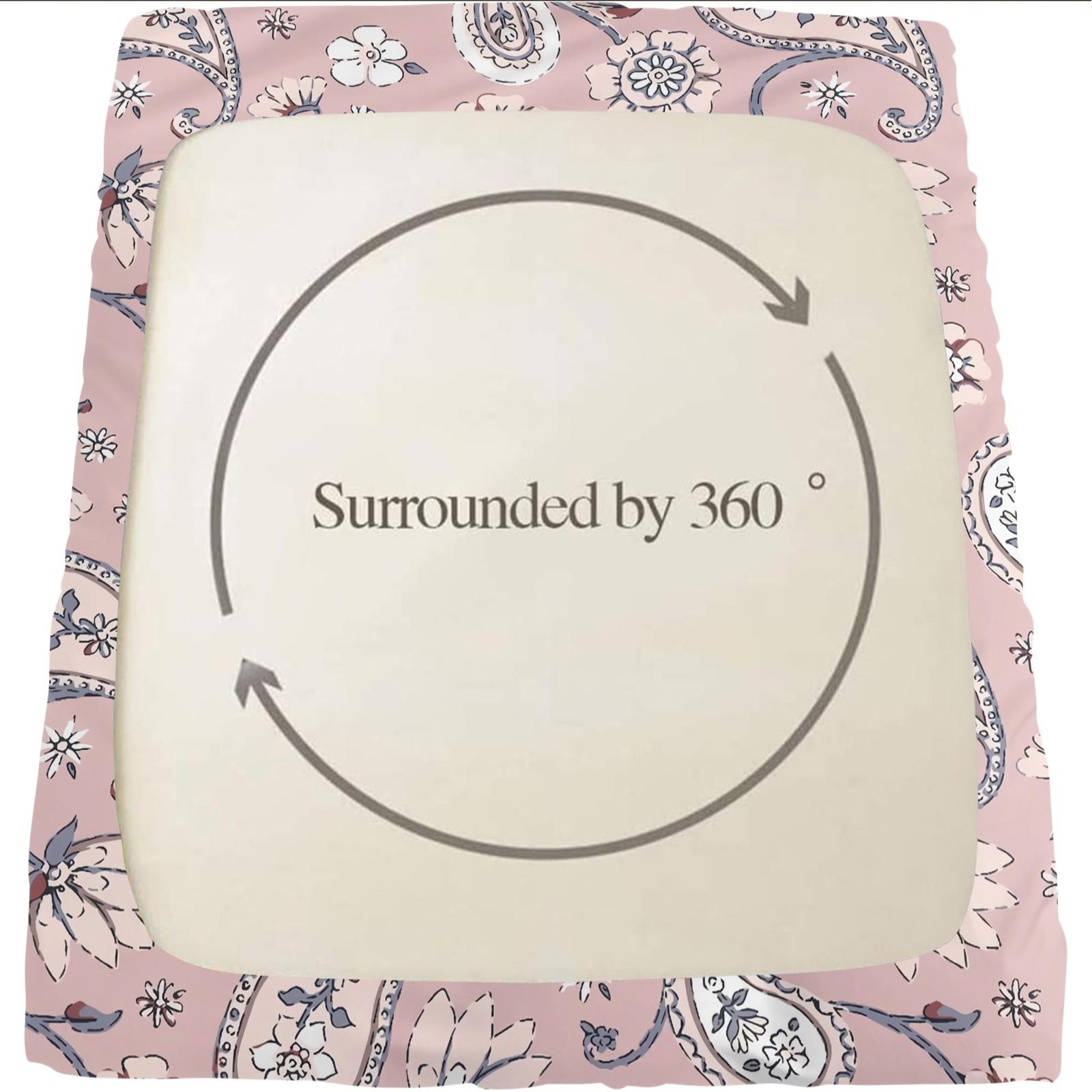 Ethnic Couple Bear Fitted Sheet Set, 3 Pieces (1 Fitted Sheet + 2 Pillowcases), Soft Skin-Friendly, Pink Paisley Floral Bedding, Deep Pocket, Cute Bear Print for Girls Teens Bedroom, All Seasons