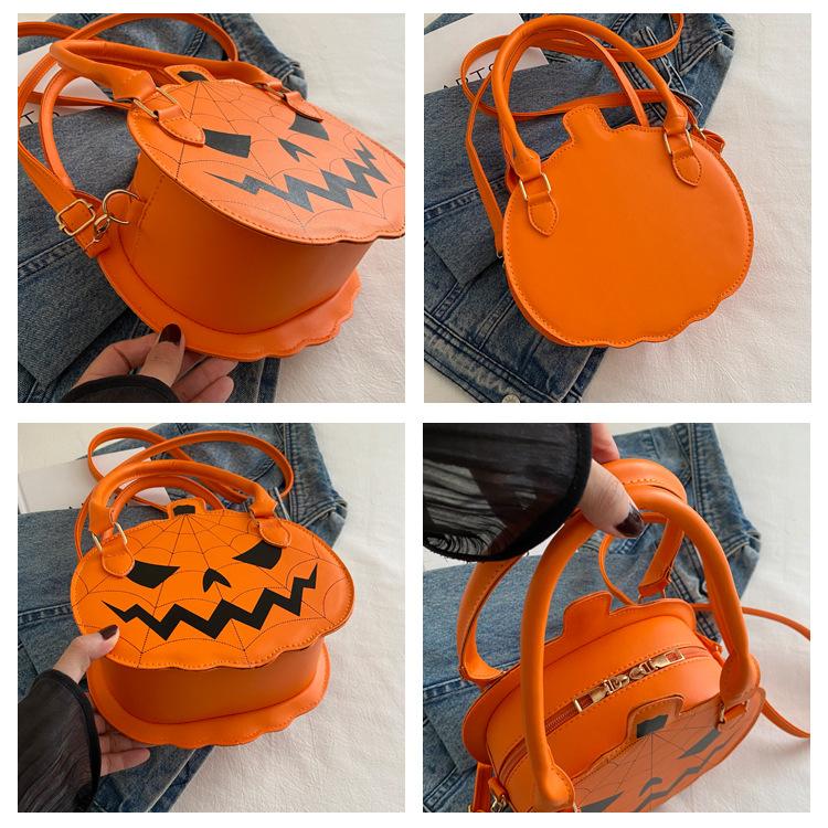 2026 New Halloween Pumpkin Bag, Contrast Color Simple Handbag, Funny Novelty Shoulder & Crossbody Bag for Women