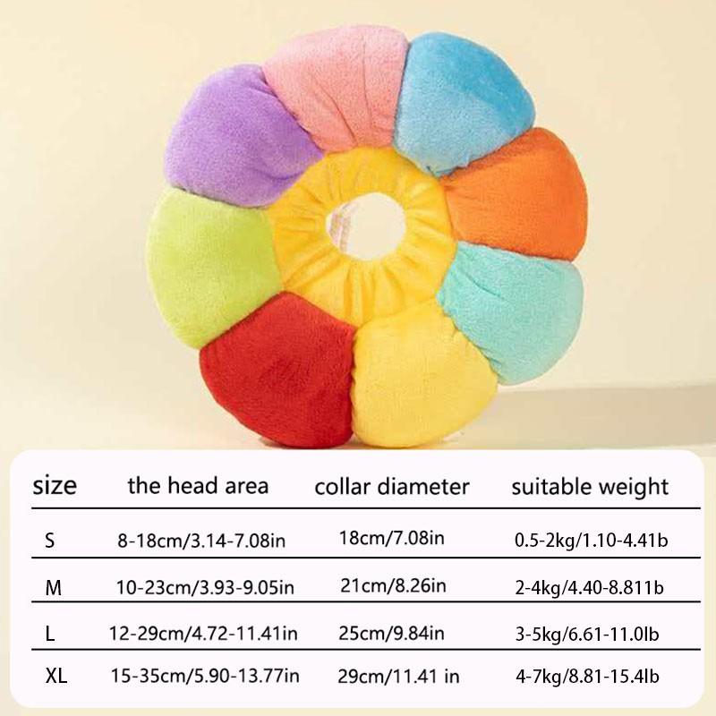 2-Pack Cat Dog Elizabethan Collar, & Colorful Sunflower Anti-Licking Neck Strap, Adjustable Breathable Summer Pet Harness