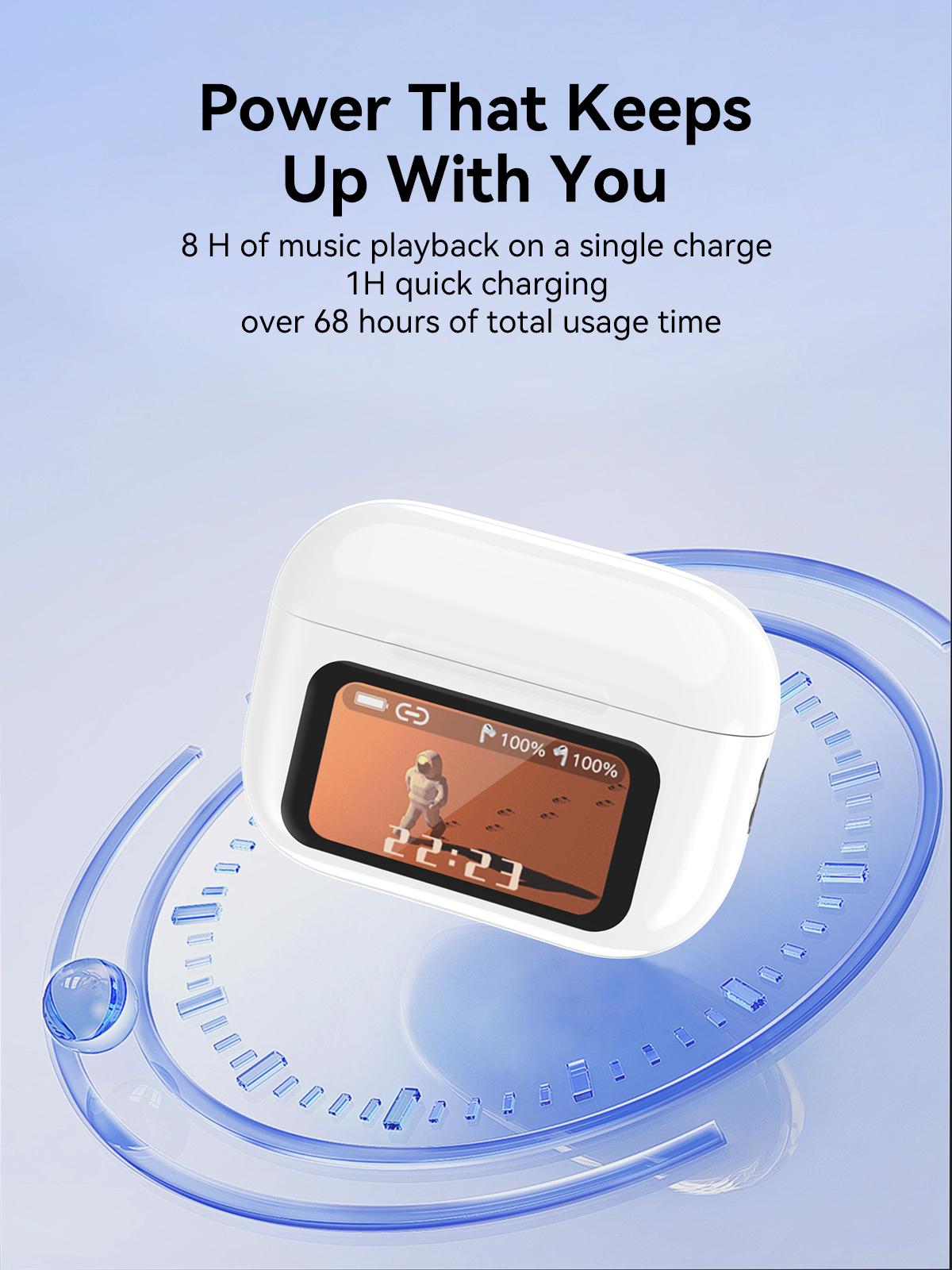 Smart Display Earbuds Case | Bluetooth 5.3 Wireless Noise-Canceling Earbuds  | Perfect Gift-Ready High Quality Headphones Audio headphones bluetooth noisecancellingheadphones