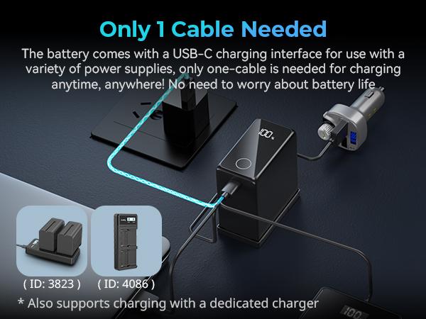 SMALLRIG NP-F970 Battery 10500mAh USB-C Replacement Battery for Sony NP-F970 F750 F550, PD 36W Fast Charging, 3.5H Full Charged, with OLED Screen for Monitor, LED Video Light, Camcorder, Black - 4469