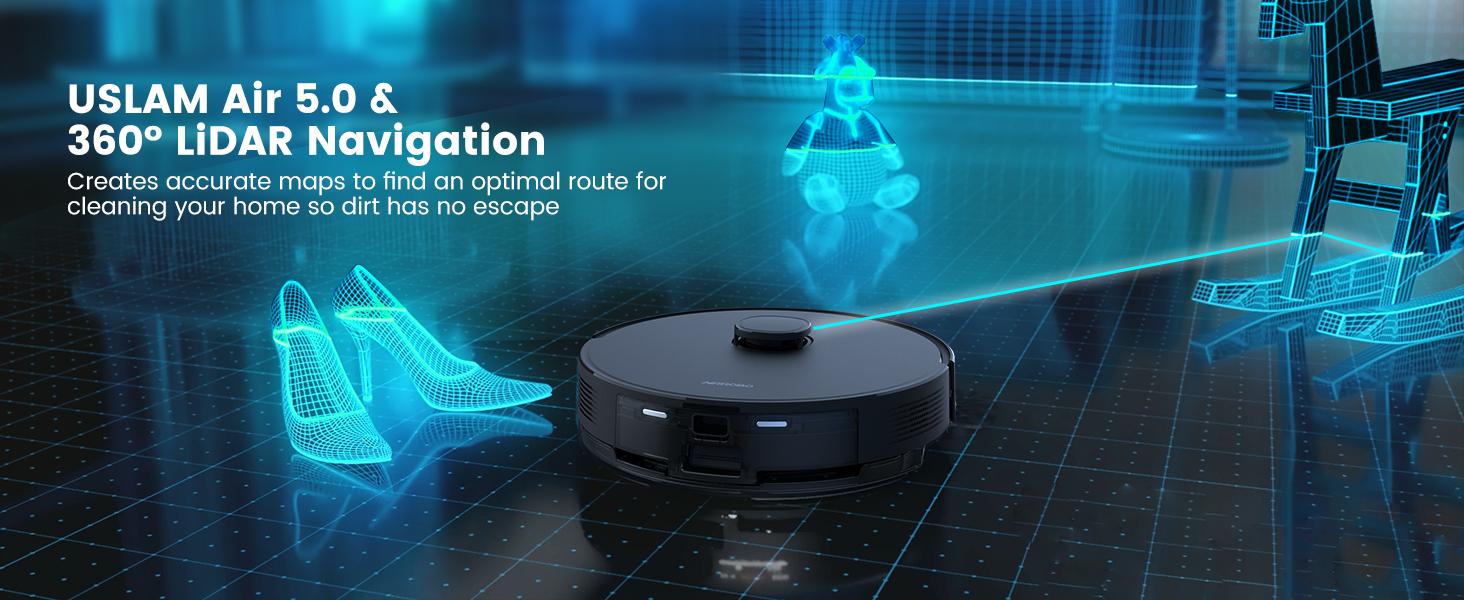 AIRROBO Robot Vacuum and Mop Combo, Self-Emptying, 60-Day Capacity, Home Mapping, Schedule, Wi-Fi/App/Alexa/Remote, 180mins Runtime, L40+ Robotic Vacuum Cleaner for Pet, Hard Floors, Carpet