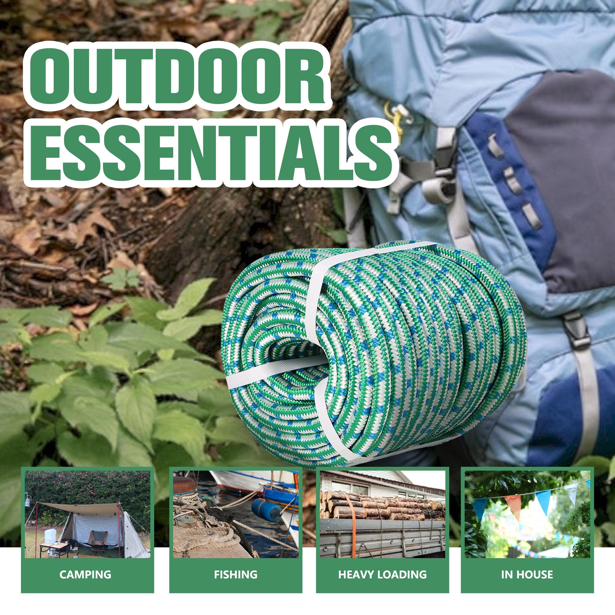 TikTokShopBlackFriday findmall Outdoor use 1/2 Inch 16 Braid multifunctional Polyester Rope 100/ 150 FT Green White Blue/Red White Blue/ Blue White