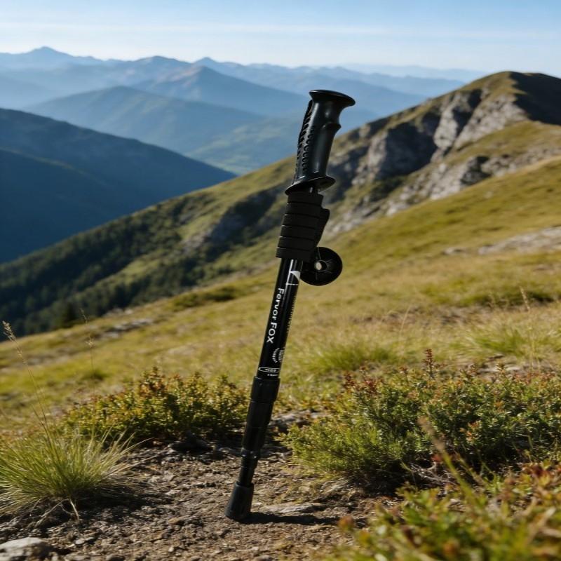 1 Piece - Straight Grip 4-Section Aluminum Alloy Trekking Pole, Retractable, Spring Shock Absorption, Ultra-Light Straight Shank Hiking Pole, Essential for Outdoor Hiking (DM026A-3729)